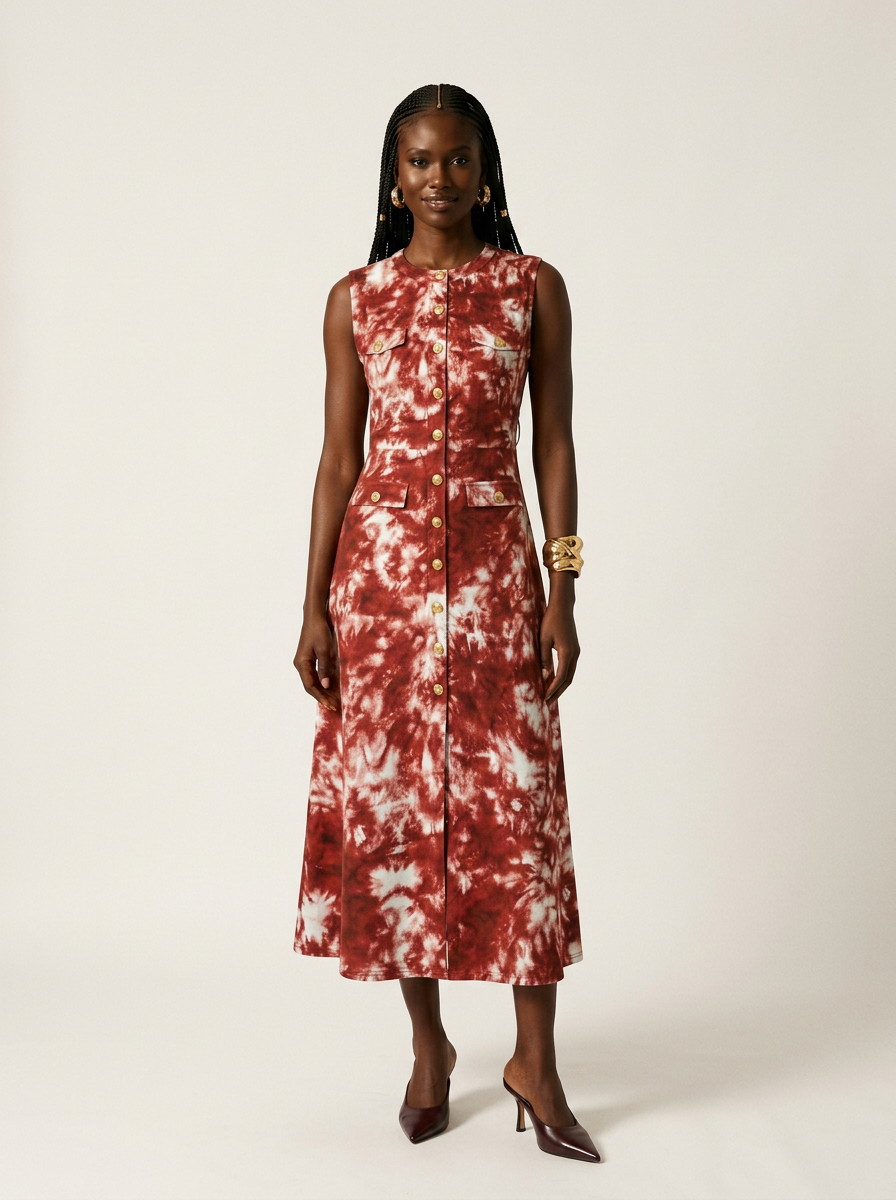 Radiant Hand-Dyed Adire Sleveless Wrap Dress