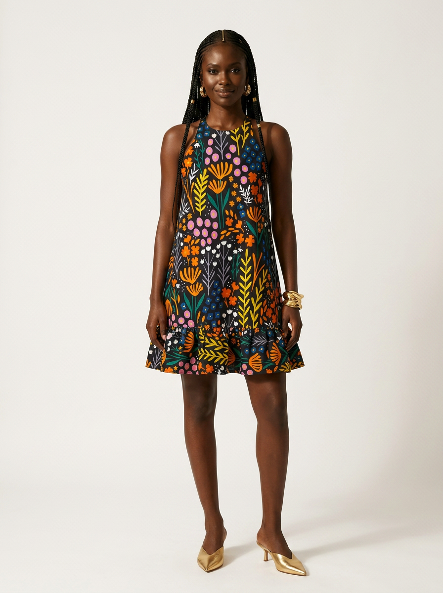 Vibrant Chiffon A-Line Dress