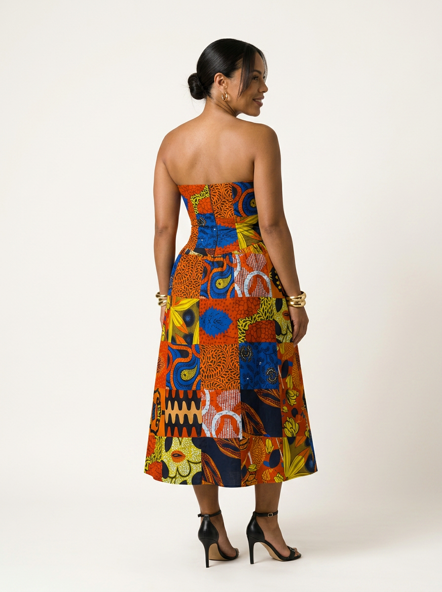 Radiant Zalunni Zelomni Midi Chiffon Strapless Dress