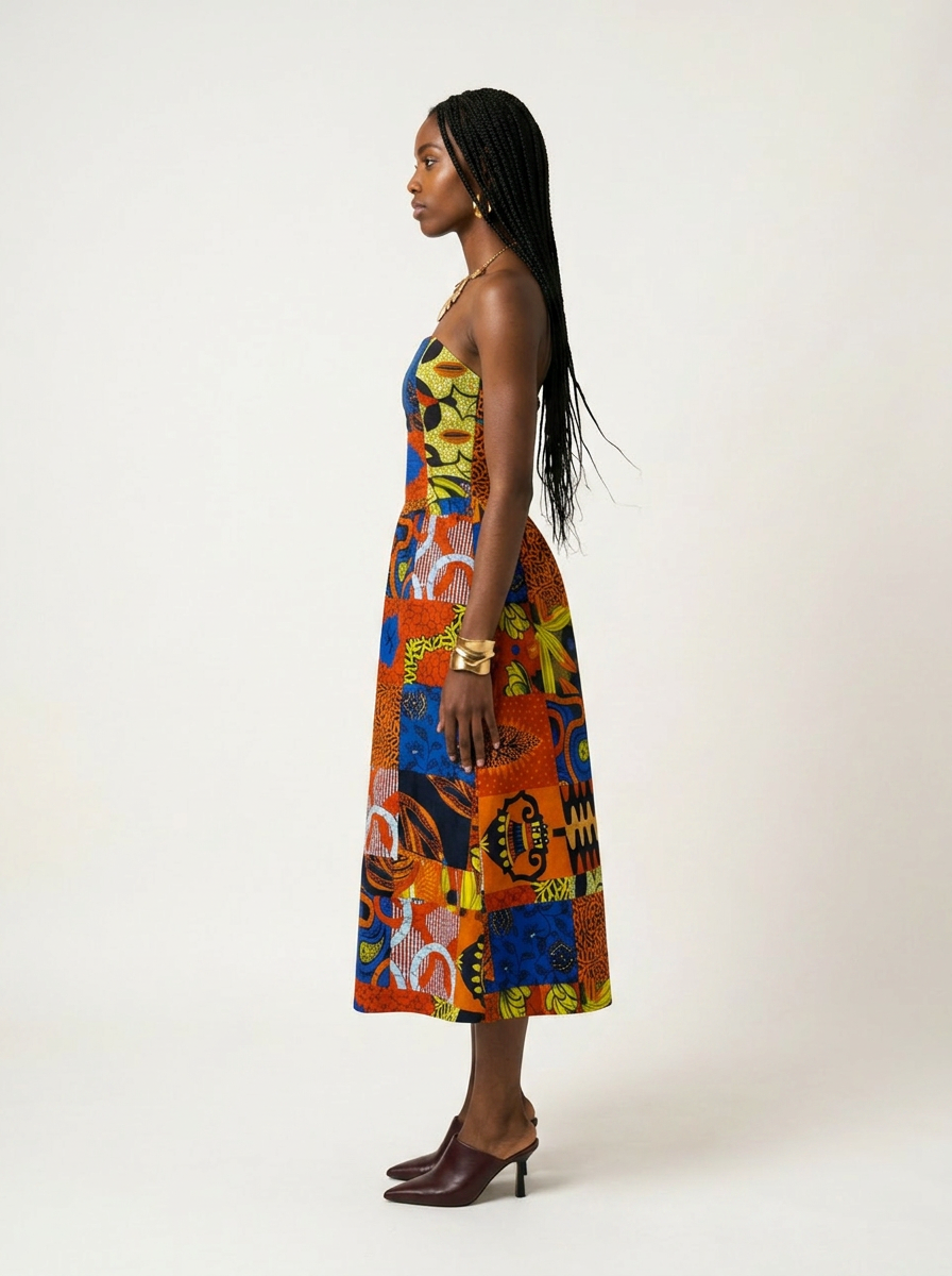 Radiant Zalunni Zelomni Midi Chiffon Strapless Dress