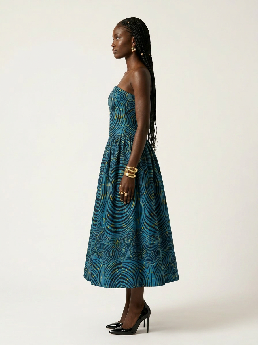 Magnetic Zovelo Zovumni Midi Ankara Strapless Dress