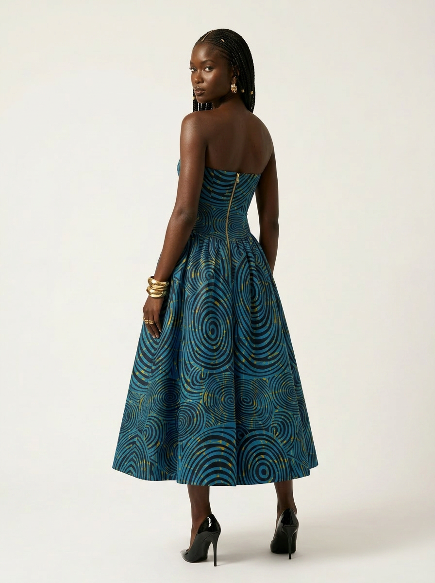 Magnetic Zovelo Zovumni Midi Ankara Strapless Dress